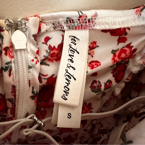 FOR LOVE & LEMONS Melrose Dress Floral Print Mini Bodycon Lace Red White - Picture 4 of 8